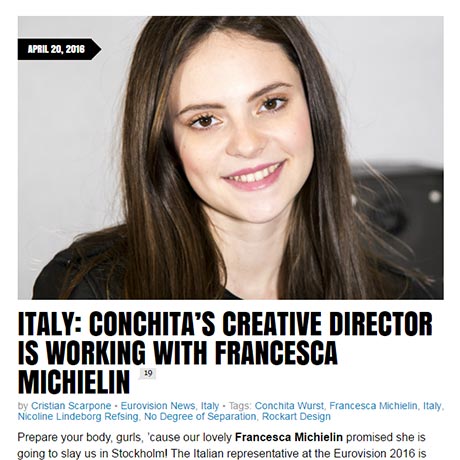Eurovision 2016 - Wiwibloggs: Conchita's Creative Director, Nicoline Refsing, is working with Francesca Michielin
