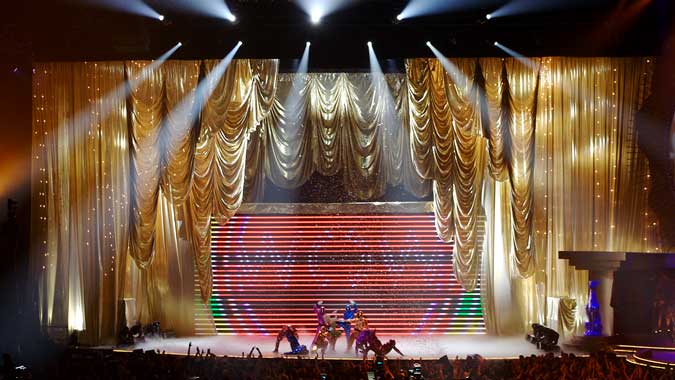 Brit Awards 2008. Earls Court, London. Production Design: Nicoline Refsing, Rockart Design. Kylie Minogue.