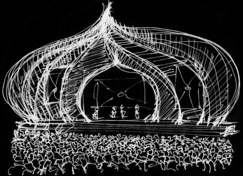 Hyde Park Stage, London. Lotus Stage Set Design: Nicoline Refsing, Rockart Design.